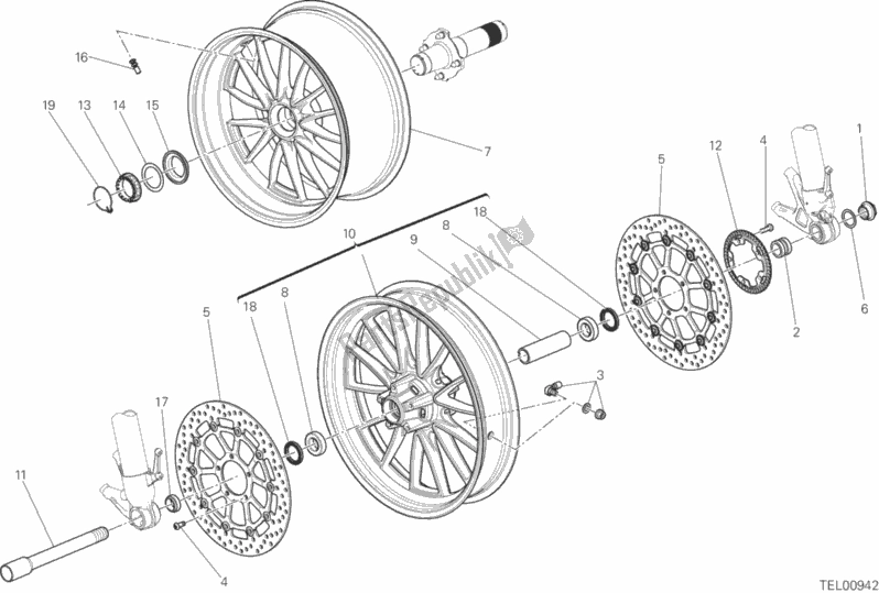 All parts for the Wheels of the Ducati Diavel Xdiavel Thailand 1260 2017